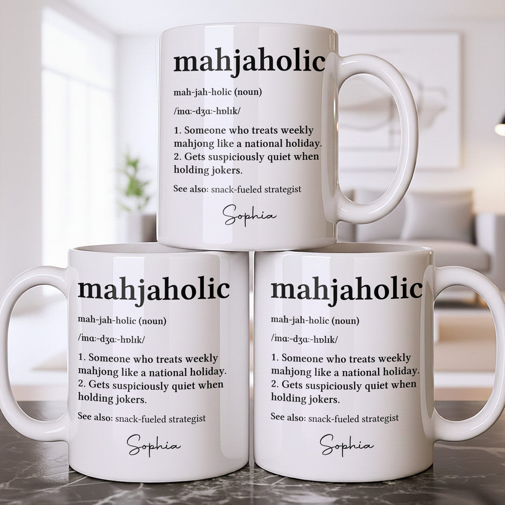 Personalized Mahjaholic Definition Coffee Mug Gift for Hobbyists Edge-to-edge Mug GradoCreations