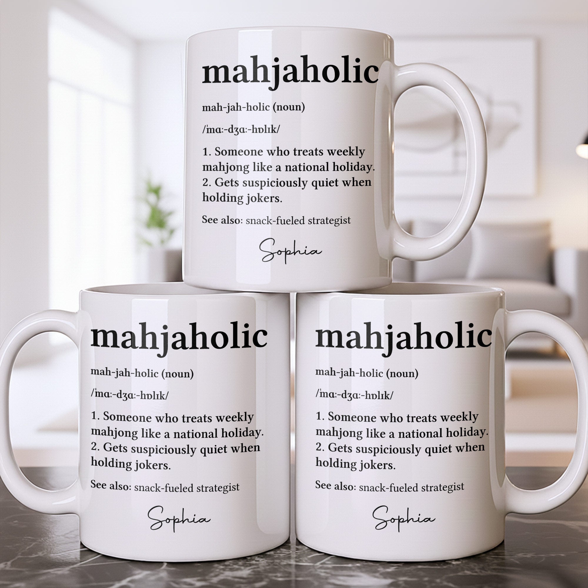 Personalized Mahjaholic Definition Coffee Mug Gift for Hobbyists Edge-to-edge Mug GradoCreations
