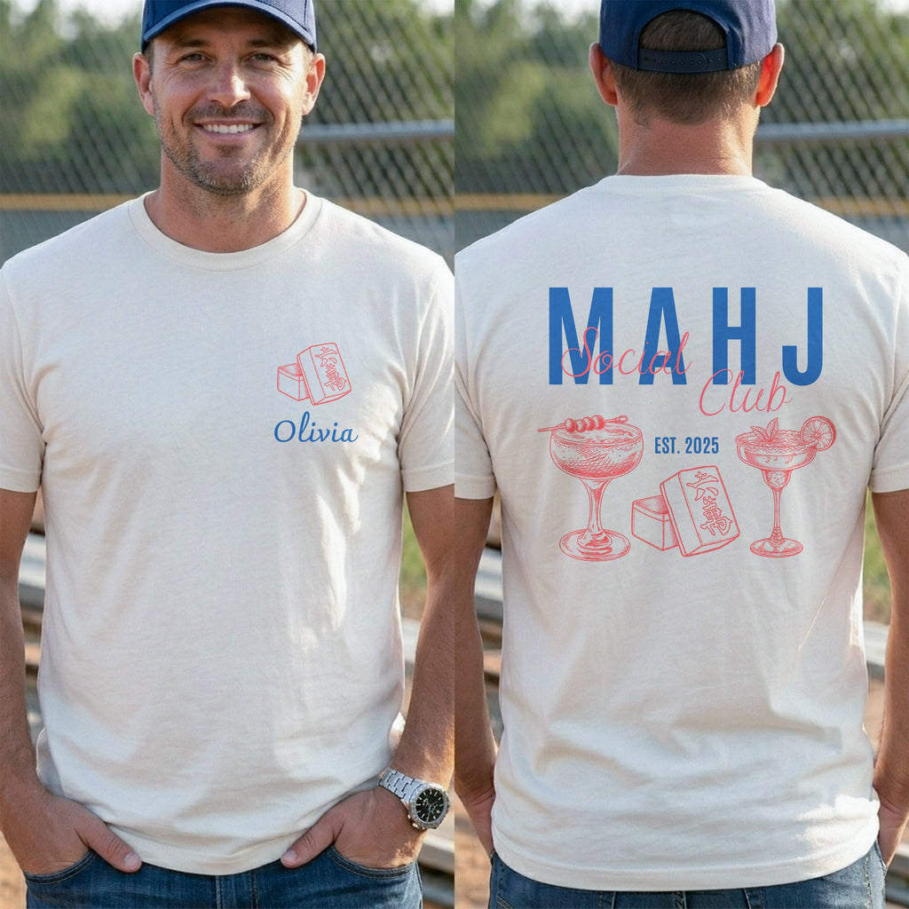 Personalized Game Night T-Shirt Custom Name Mahjong Design