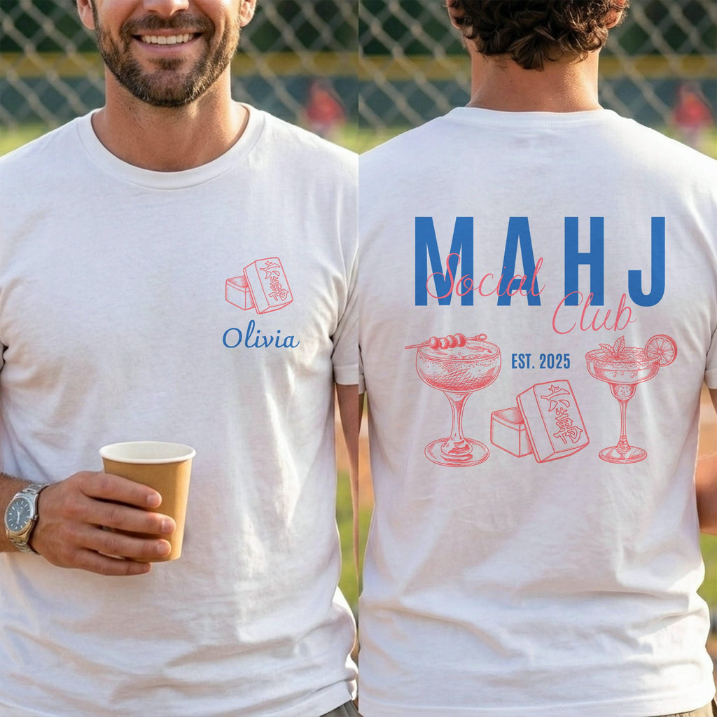 Personalized Game Night T-Shirt Custom Name Mahjong Design