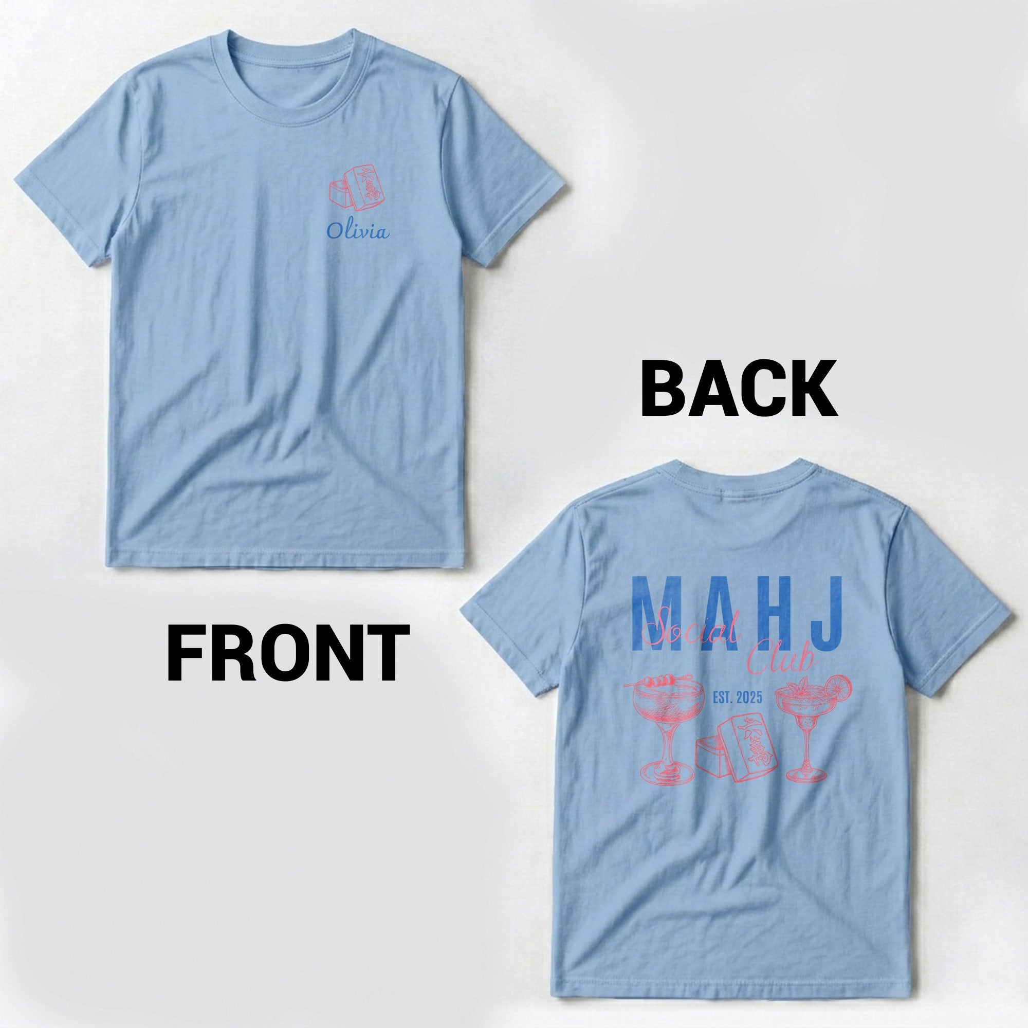 Personalized Game Night T-Shirt Custom Name Mahjong Design