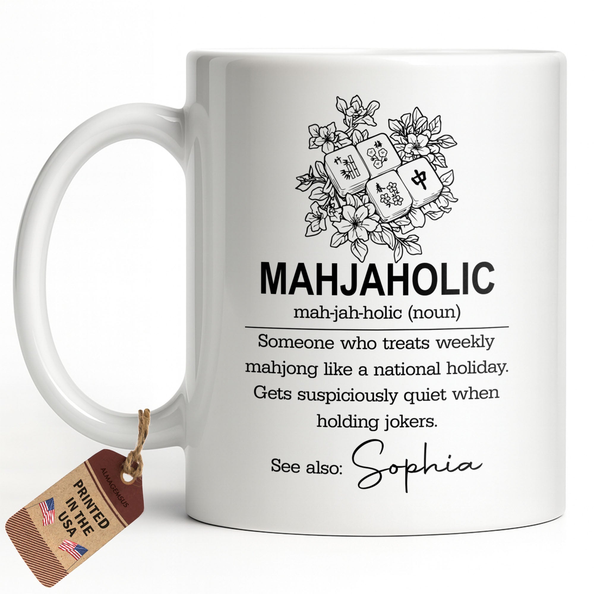 Personalized Mahjong Lover Coffee Mug Custom Name Gift Edge-to-edge Mug GradoCreations