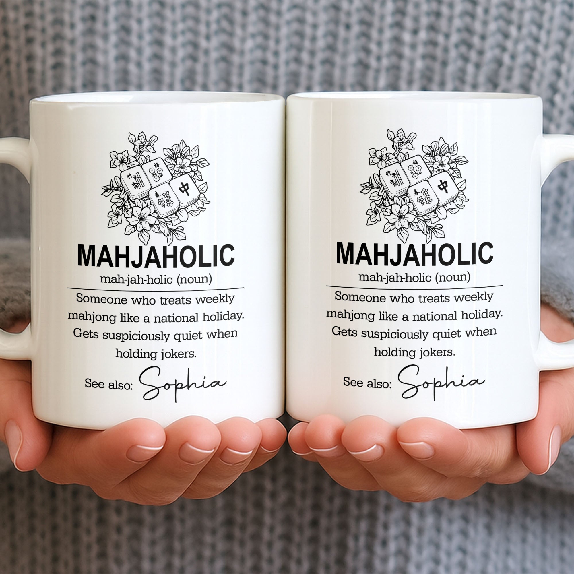 Personalized Mahjong Lover Coffee Mug Custom Name Gift Edge-to-edge Mug GradoCreations