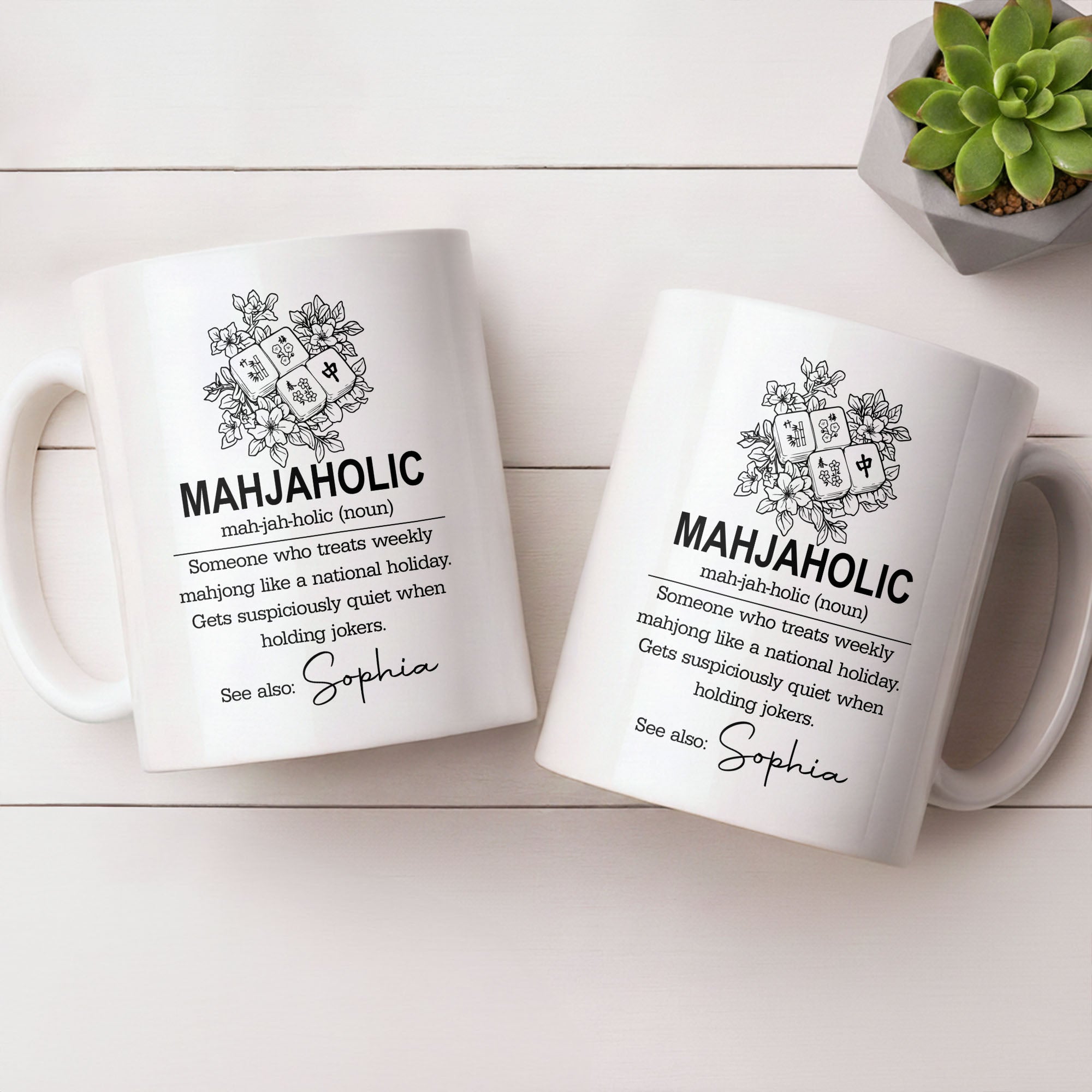 Personalized Mahjong Lover Coffee Mug Custom Name Gift Edge-to-edge Mug GradoCreations