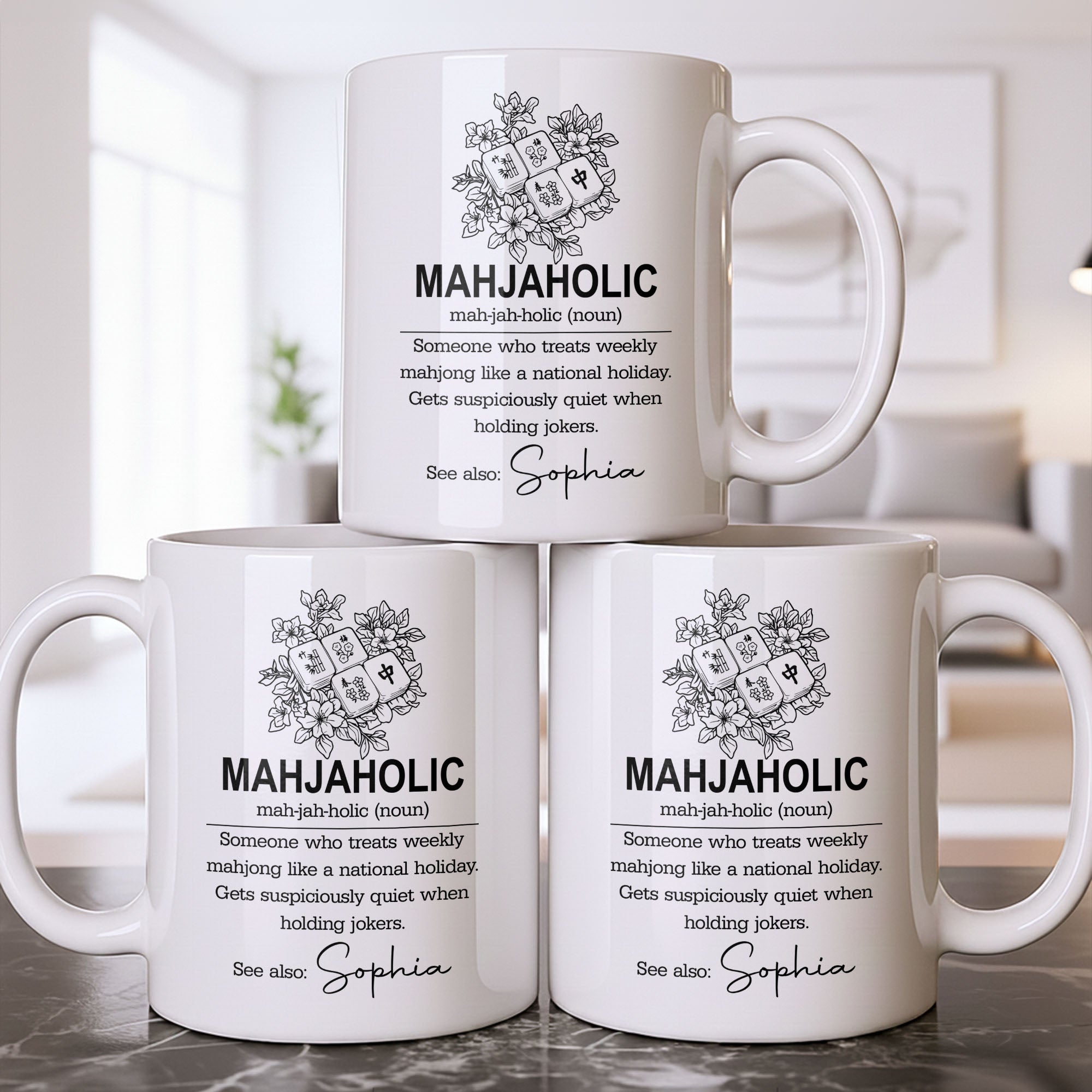 Personalized Mahjong Lover Coffee Mug Custom Name Gift Edge-to-edge Mug GradoCreations