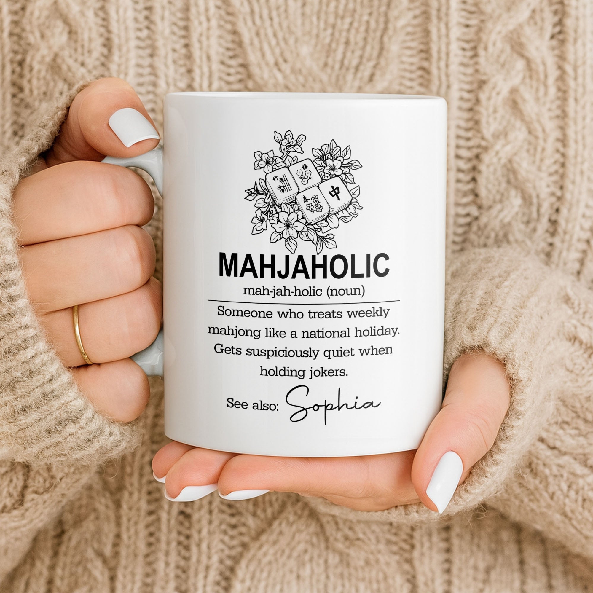Personalized Mahjong Lover Coffee Mug Custom Name Gift Edge-to-edge Mug GradoCreations