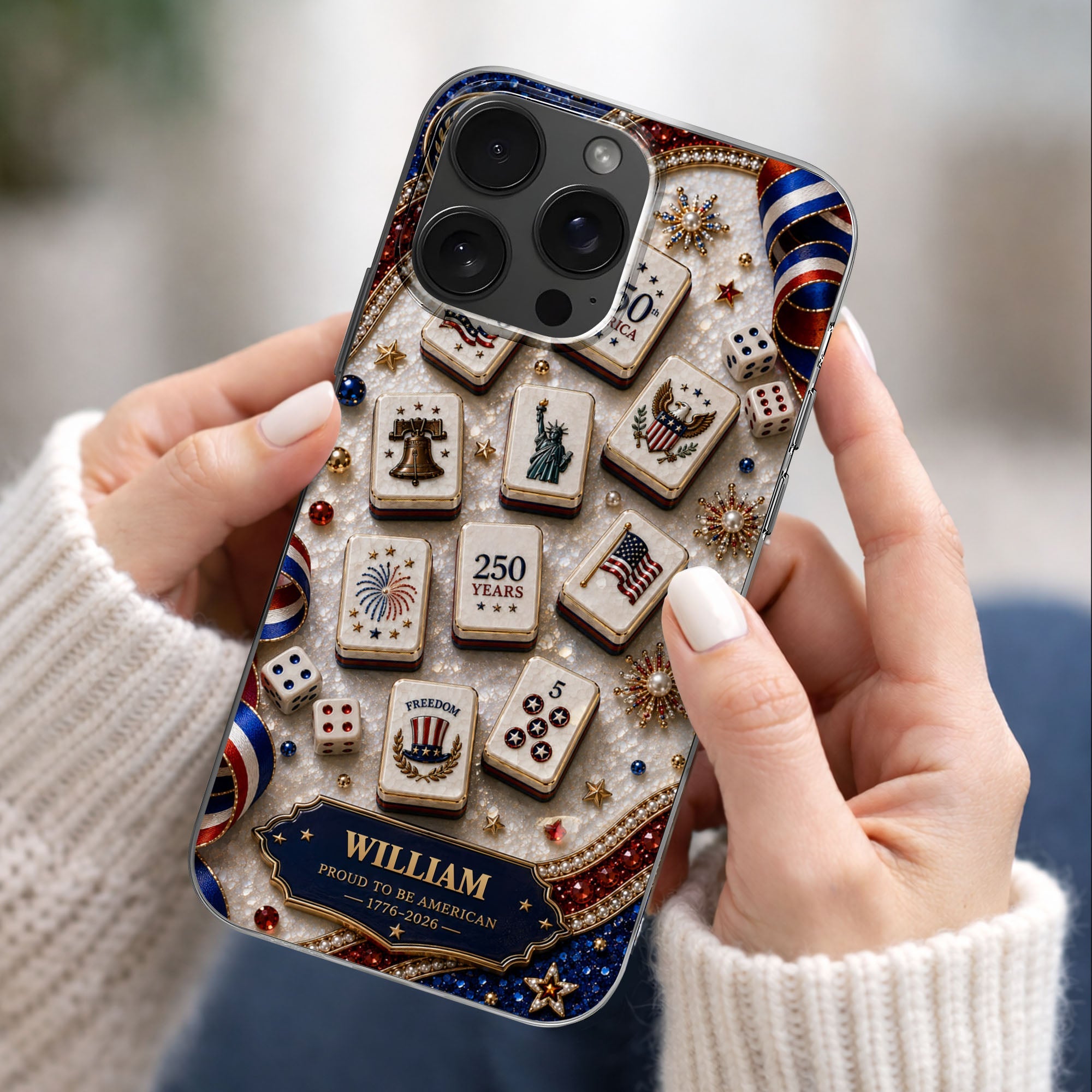 Personalized Clear Phone Case 4th of July Freedom Design Clear Phone Case GradoCreations