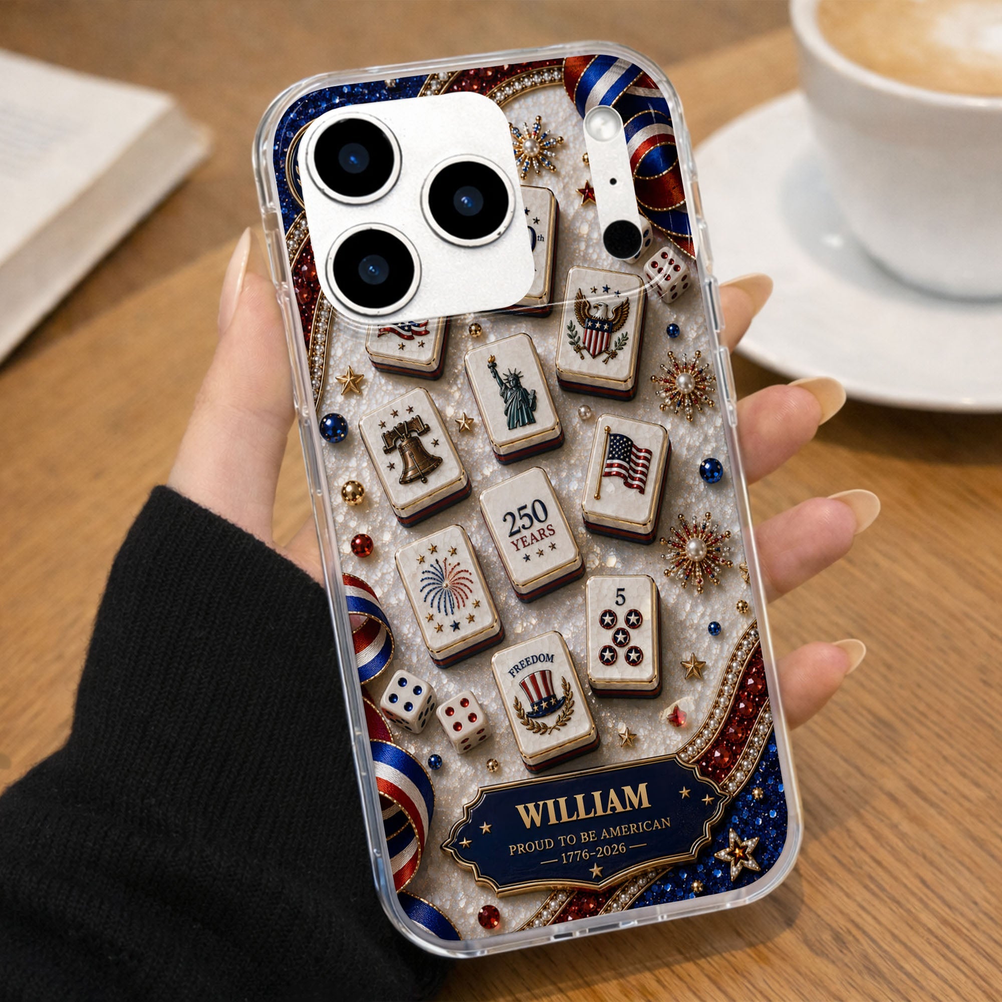 Personalized Clear Phone Case 4th of July Freedom Design Clear Phone Case GradoCreations