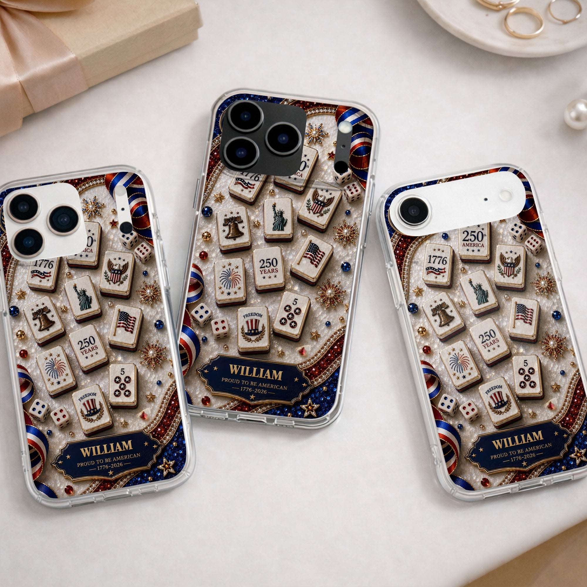 Personalized Clear Phone Case 4th of July Freedom Design Clear Phone Case GradoCreations