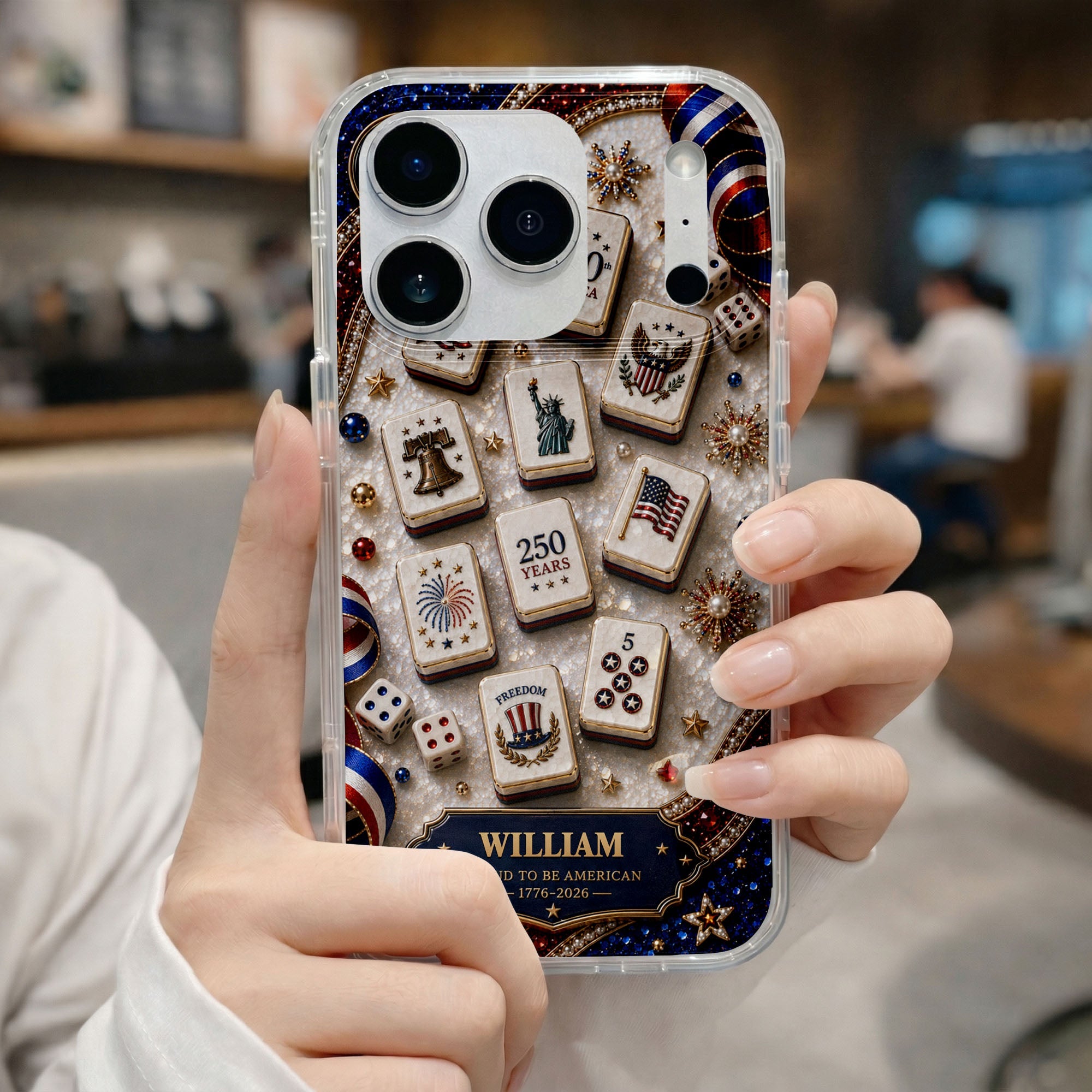 Personalized Clear Phone Case 4th of July Freedom Design Clear Phone Case GradoCreations