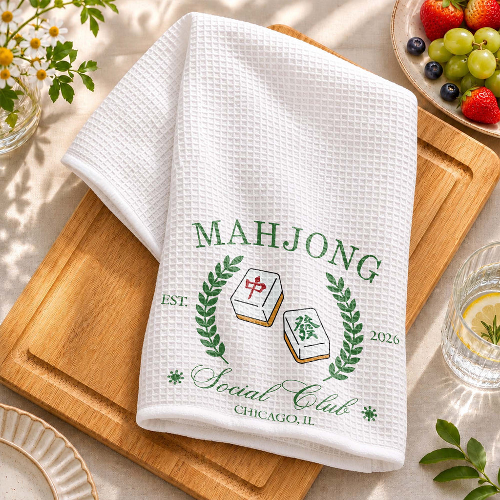 Personalized Mahjong Kitchen Towel Custom Gift for Game Night Kitchen Towel GradoCreations