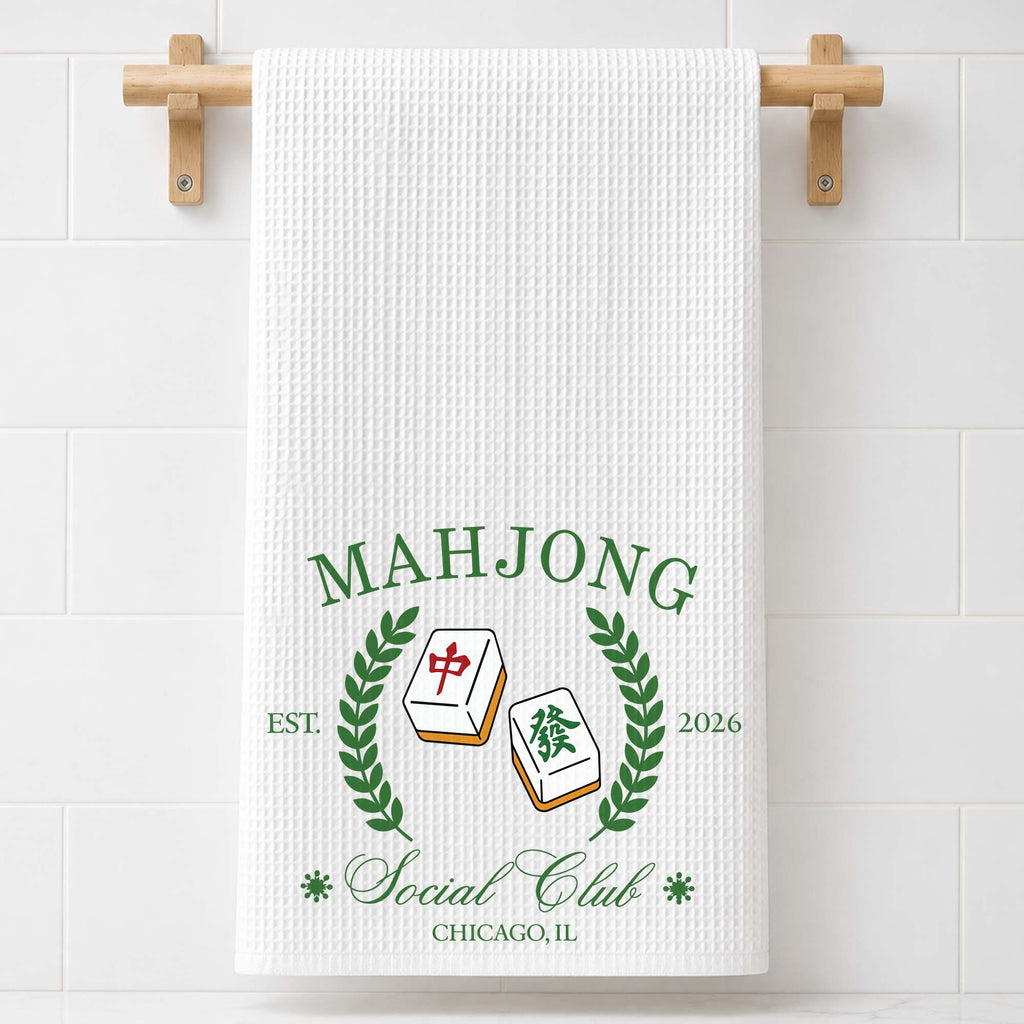 Personalized Mahjong Kitchen Towel Custom Gift for Game Night Kitchen Towel GradoCreations