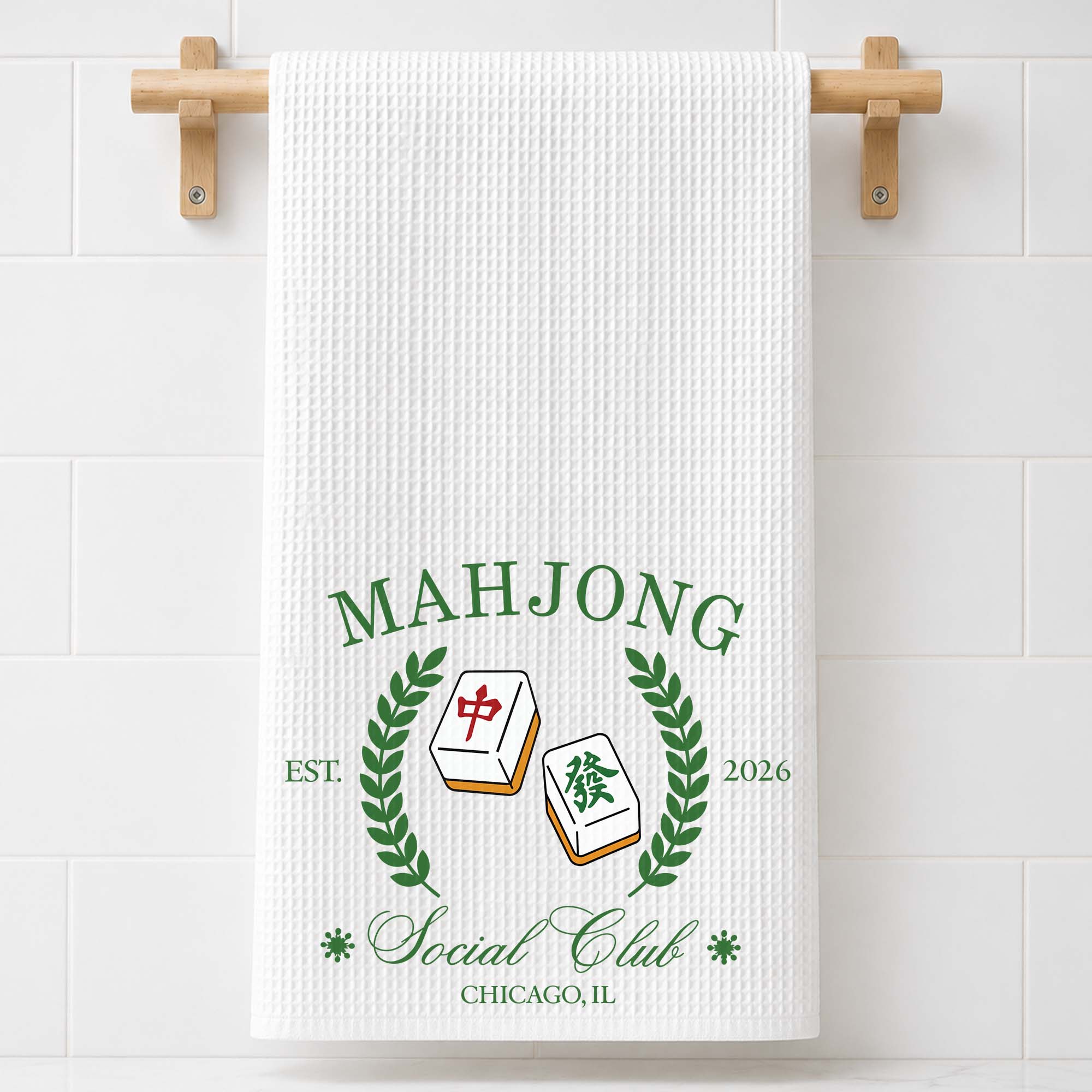 Personalized Mahjong Kitchen Towel Custom Gift for Game Night Kitchen Towel GradoCreations