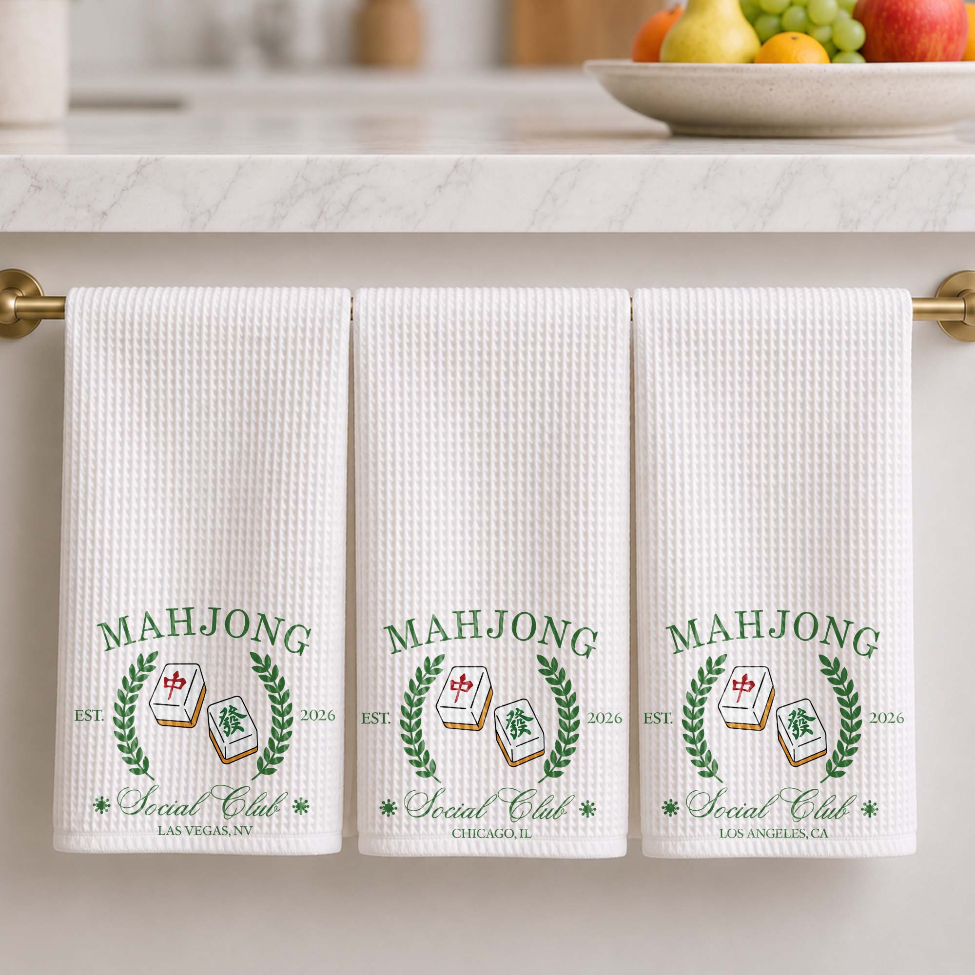 Personalized Mahjong Kitchen Towel Custom Gift for Game Night Kitchen Towel GradoCreations