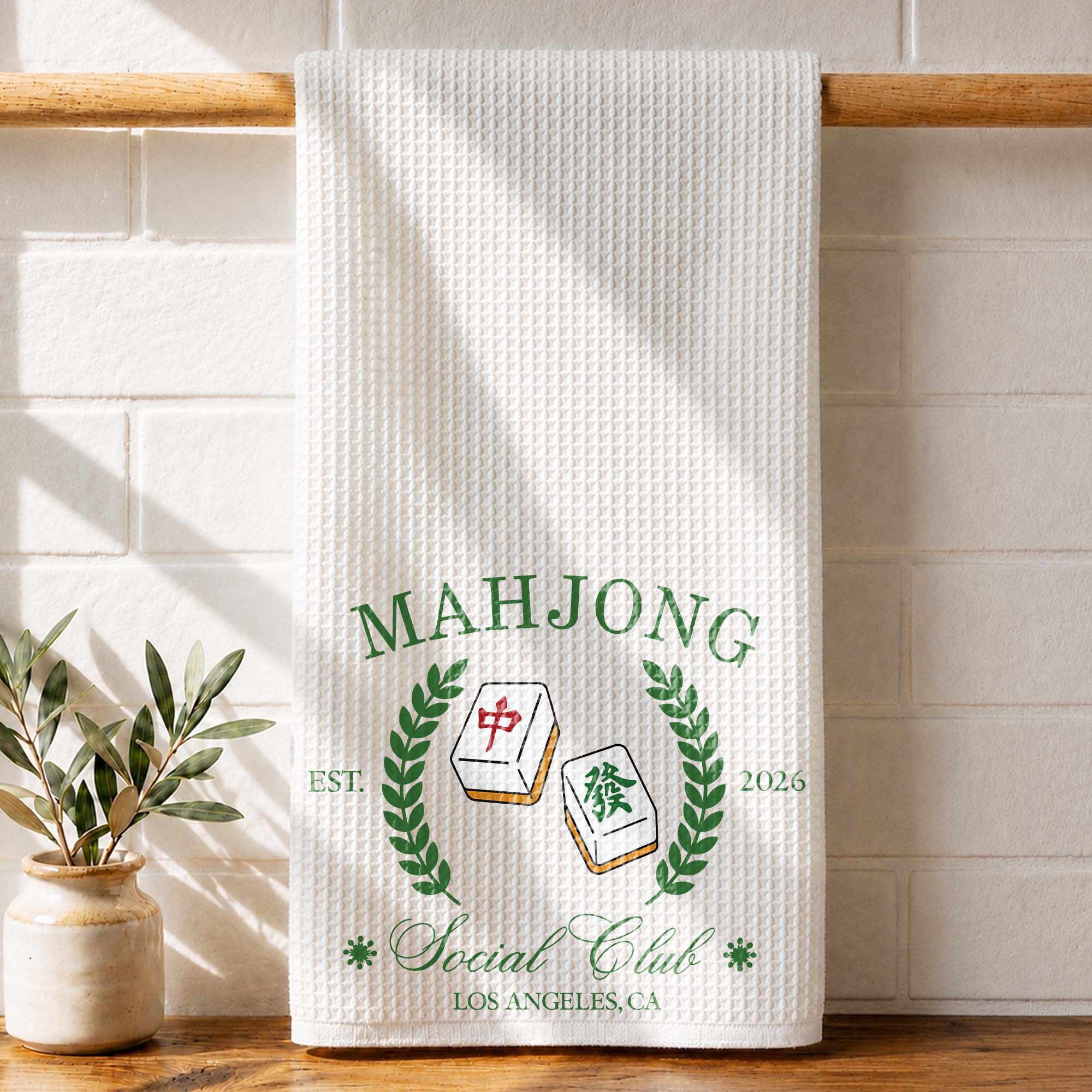 Personalized Mahjong Kitchen Towel Custom Gift for Game Night Kitchen Towel GradoCreations