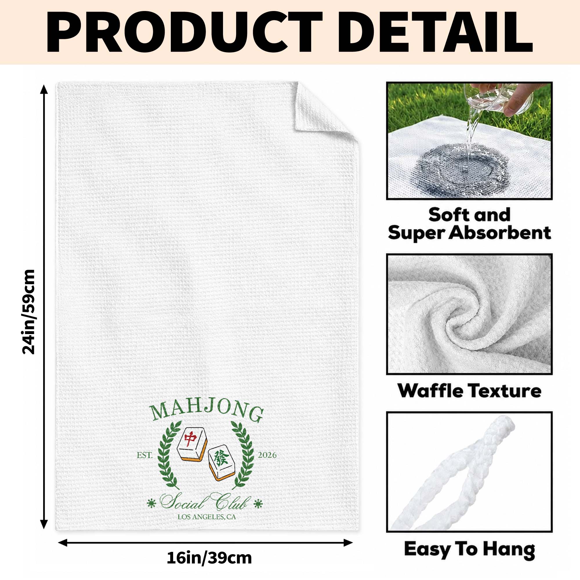 Personalized Mahjong Kitchen Towel Custom Gift for Game Night Kitchen Towel GradoCreations