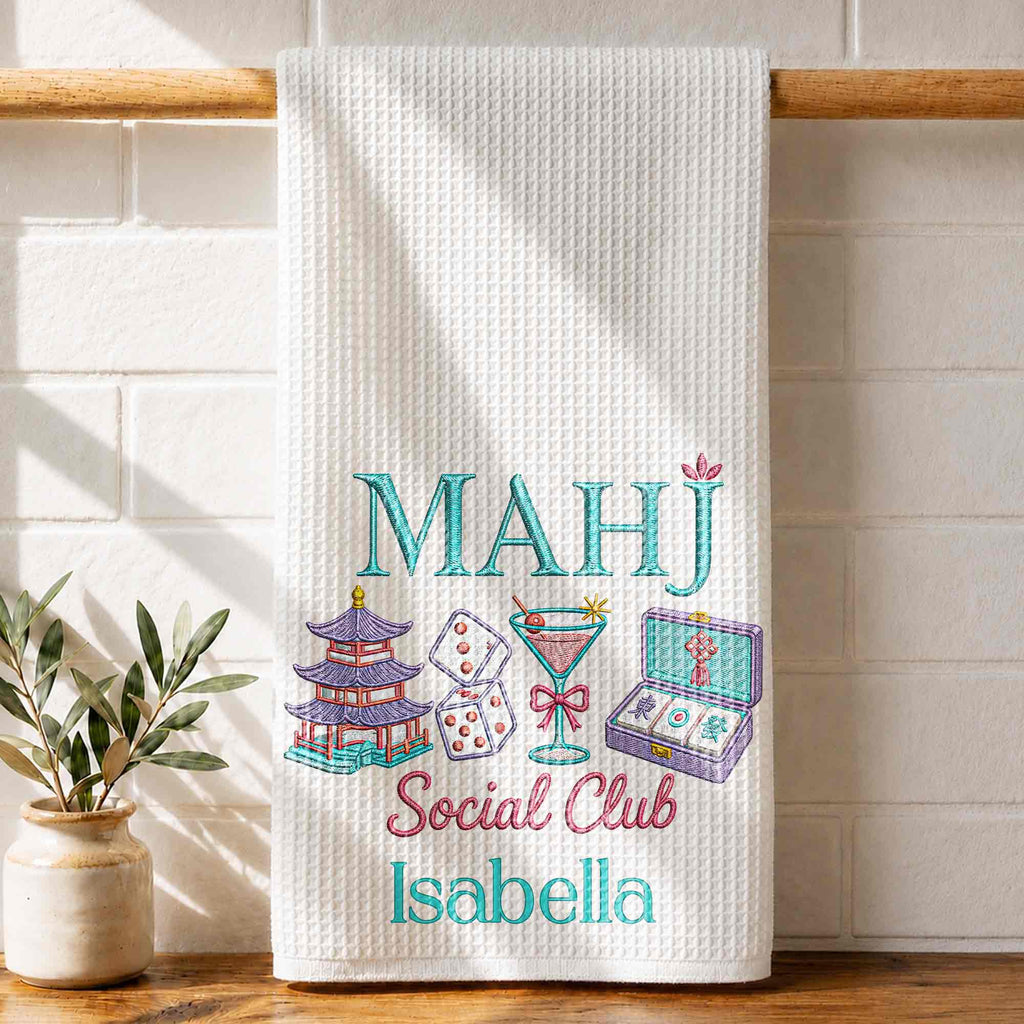 Personalized Mahj Social Club Kitchen Towel Custom Name Gift Kitchen Towel GradoCreations