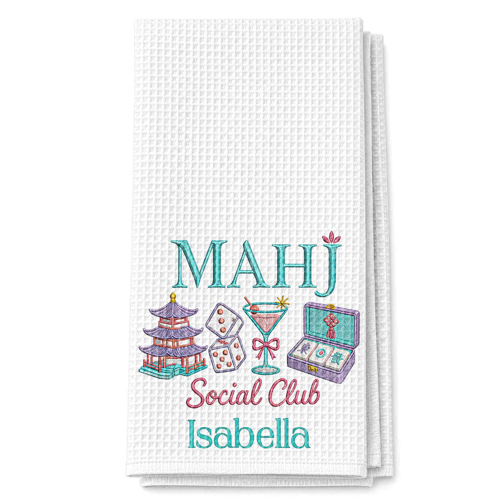 Personalized Mahj Social Club Kitchen Towel Custom Name Gift Kitchen Towel GradoCreations