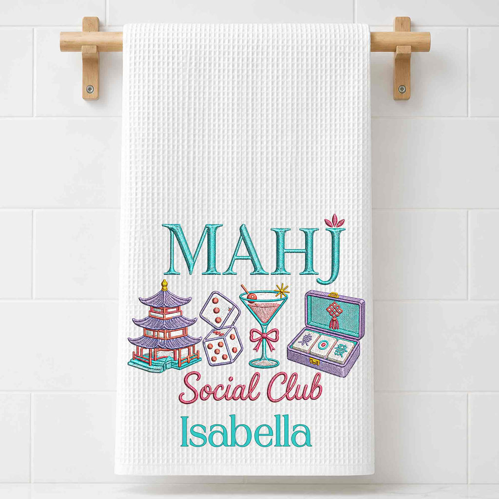 Personalized Mahj Social Club Kitchen Towel Custom Name Gift Kitchen Towel GradoCreations