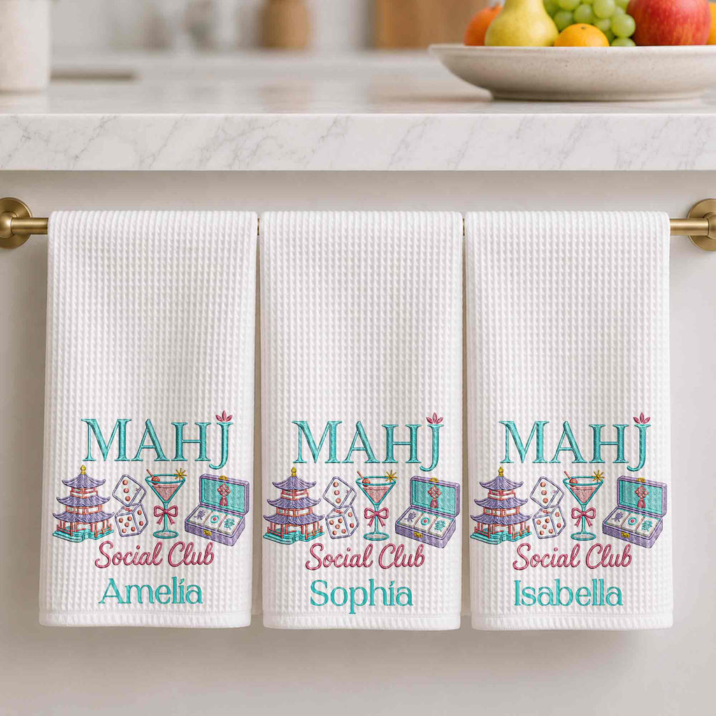 Personalized Mahj Social Club Kitchen Towel Custom Name Gift Kitchen Towel GradoCreations