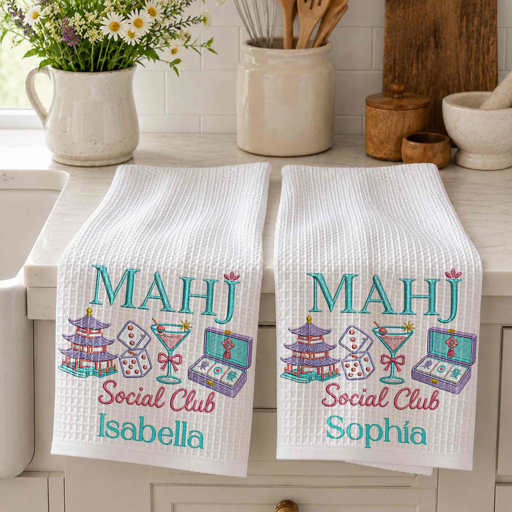 Personalized Mahj Social Club Kitchen Towel Custom Name Gift Kitchen Towel GradoCreations