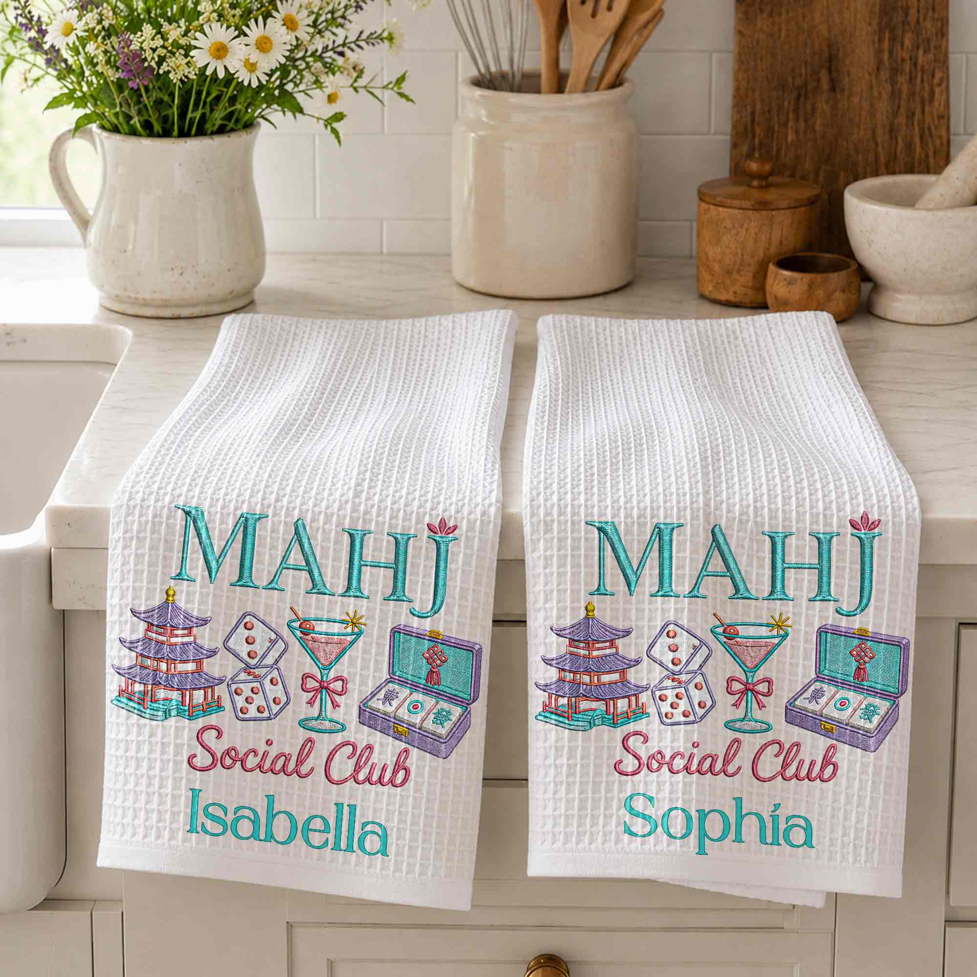 Personalized Mahj Social Club Kitchen Towel Custom Name Gift Kitchen Towel GradoCreations