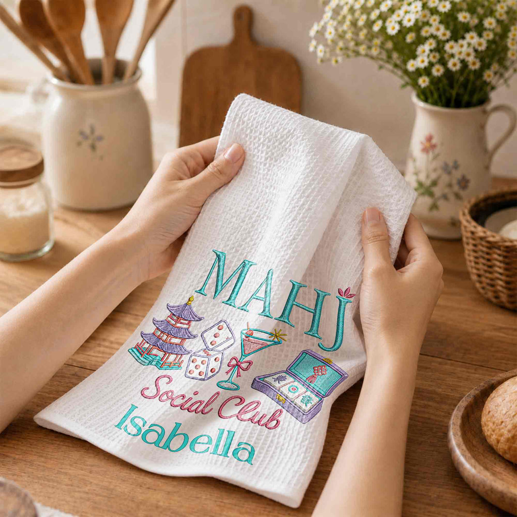 Personalized Mahj Social Club Kitchen Towel Custom Name Gift Kitchen Towel GradoCreations