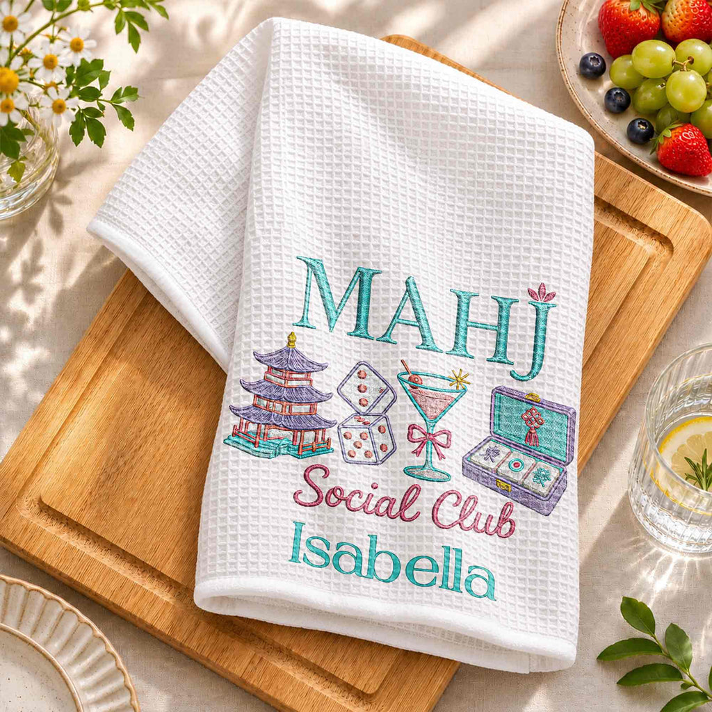 Personalized Mahj Social Club Kitchen Towel Custom Name Gift Kitchen Towel GradoCreations