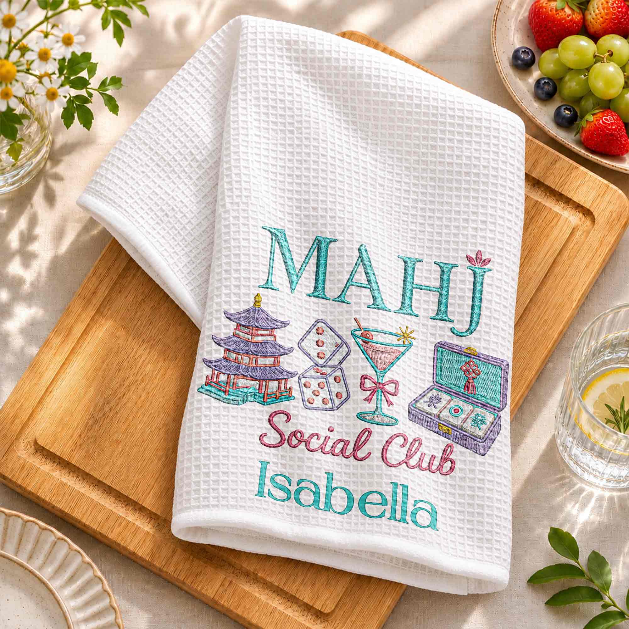 Personalized Mahj Social Club Kitchen Towel Custom Name Gift Kitchen Towel GradoCreations