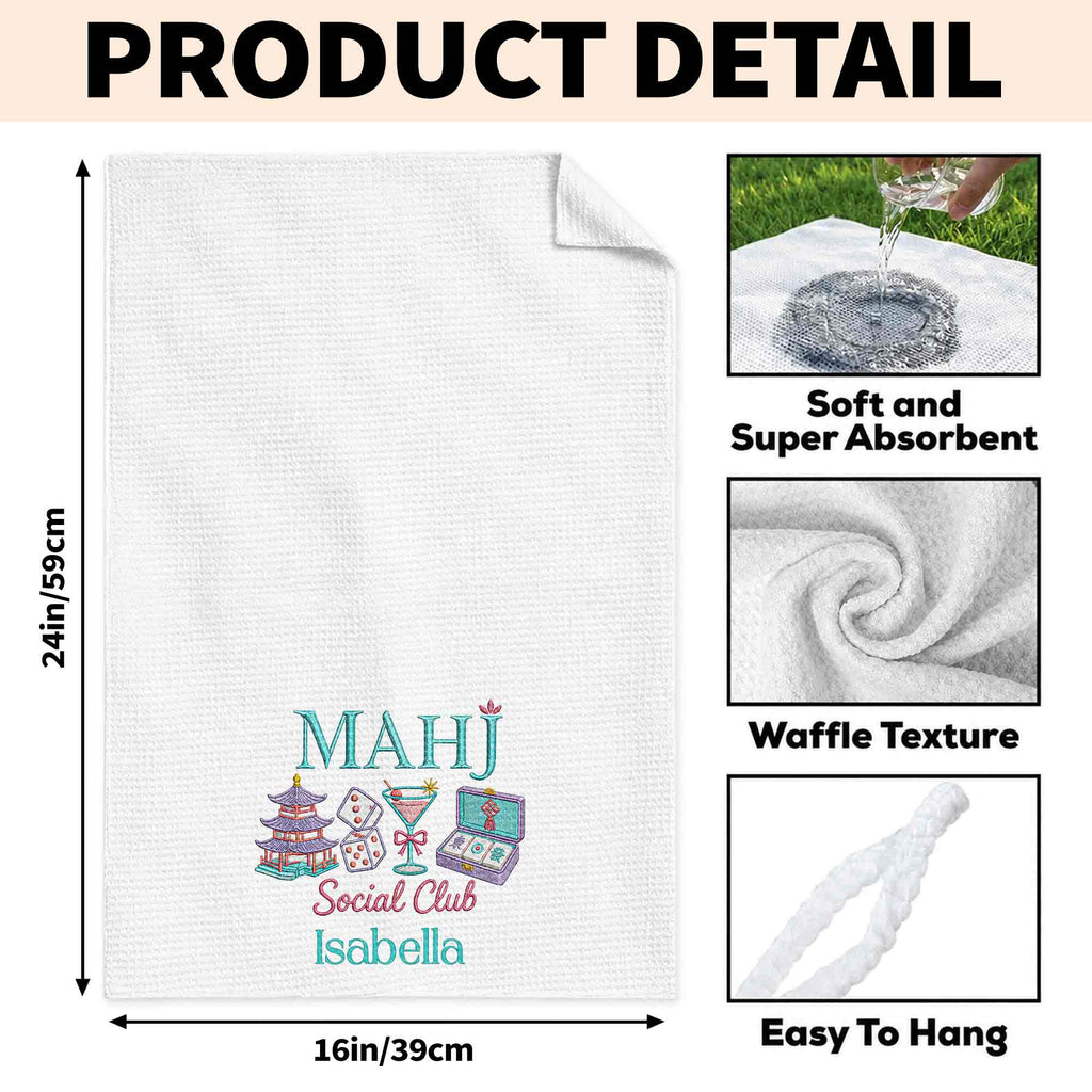 Personalized Mahj Social Club Kitchen Towel Custom Name Gift Kitchen Towel GradoCreations