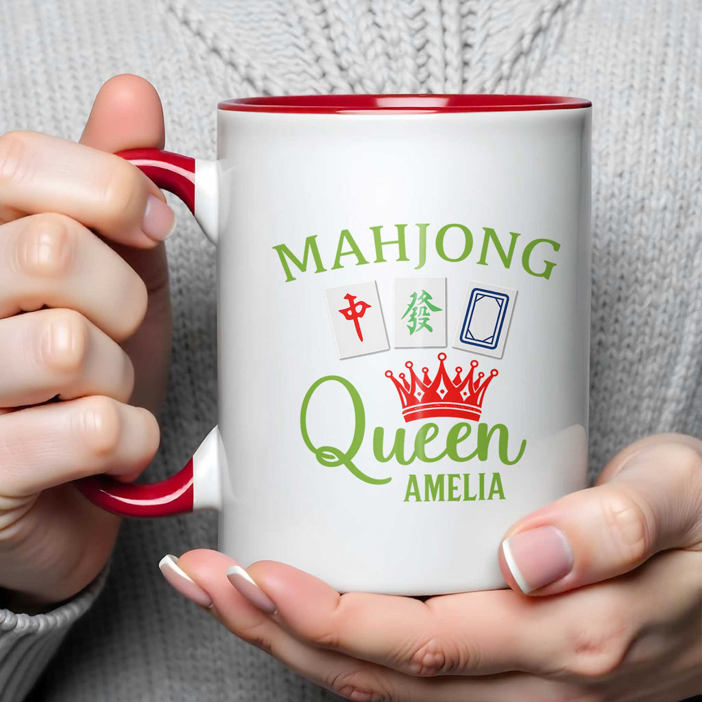 Personalized Mahjong Queen Accent Mug Custom Name Gift for Mom
