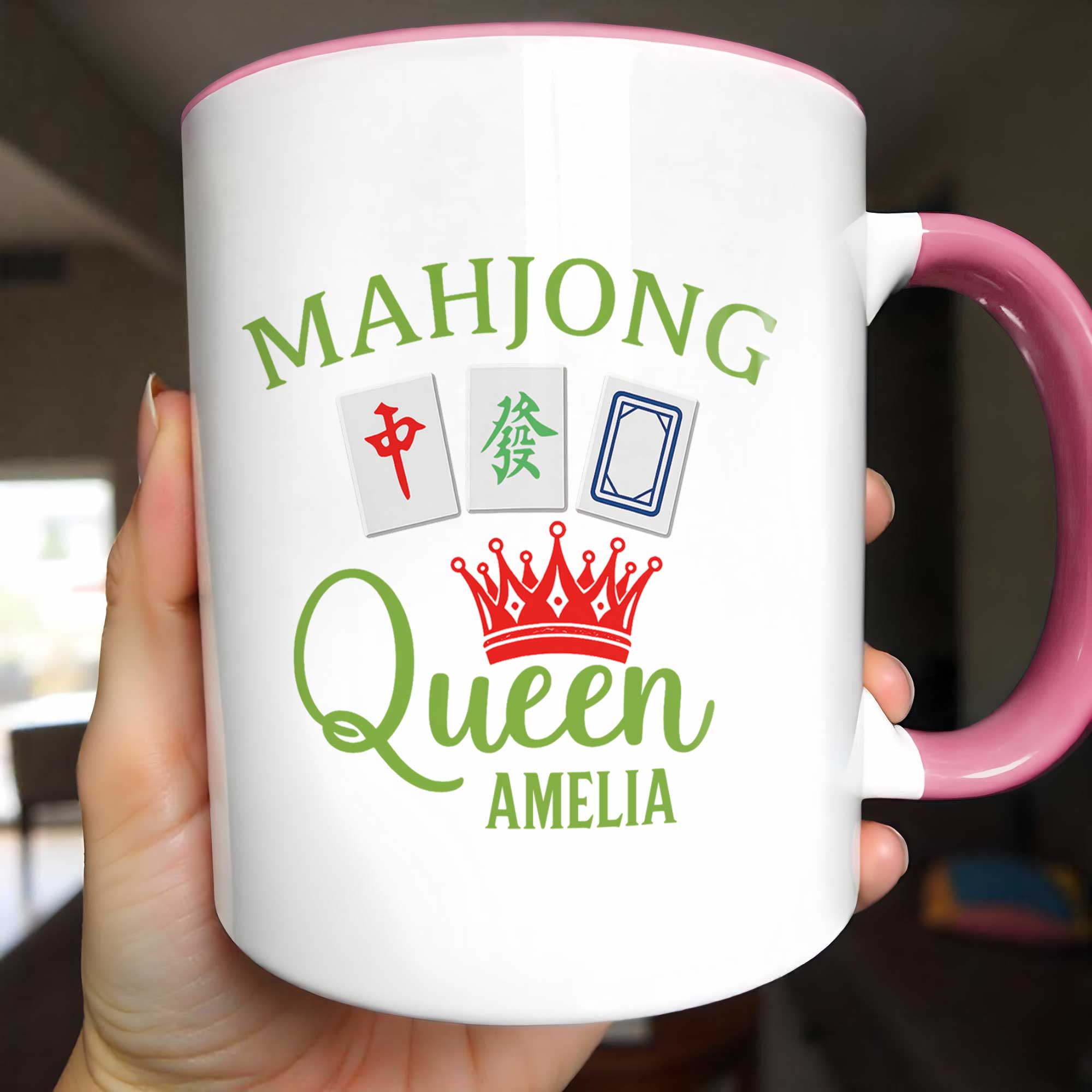 Personalized Mahjong Queen Accent Mug Custom Name Gift for Mom