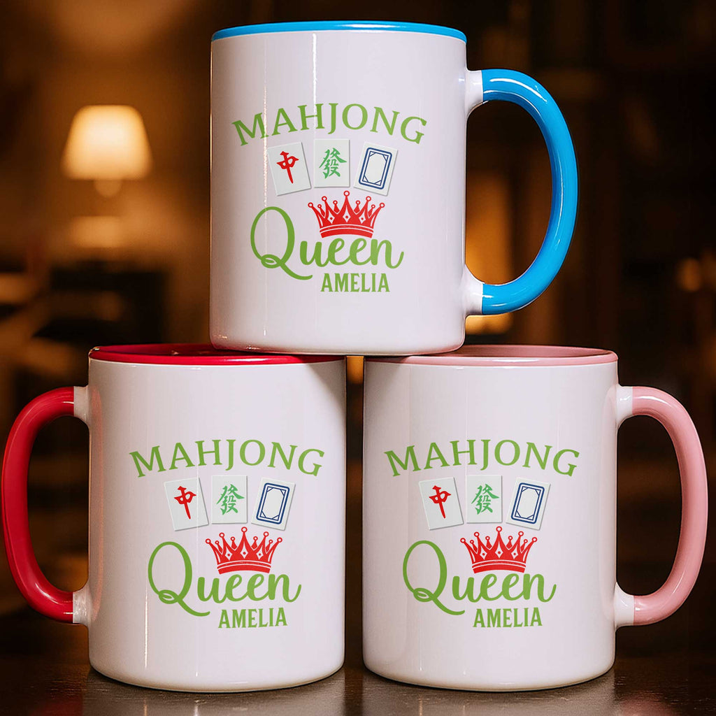 Personalized Mahjong Queen Accent Mug Custom Name Gift for Mom