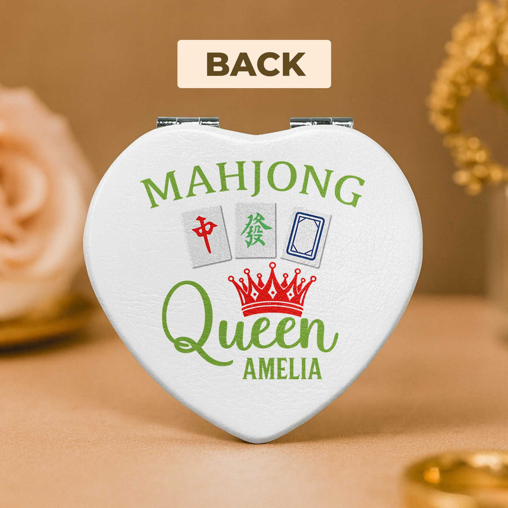 Personalized Mahjong Queen Heart Compact Mirror Custom Gift