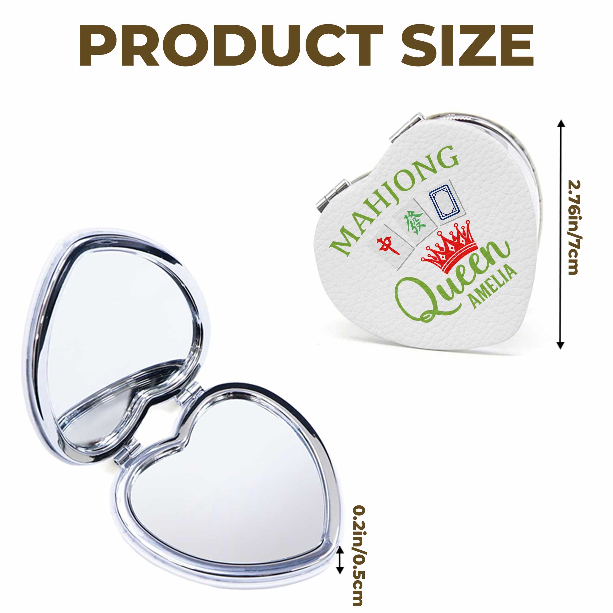 Personalized Mahjong Queen Heart Compact Mirror Custom Gift