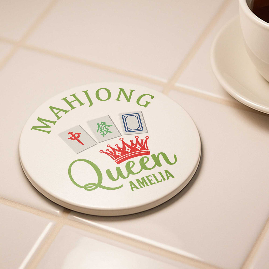 Personalized Mahjong Queen Ceramic Coaster Custom Gift for Her