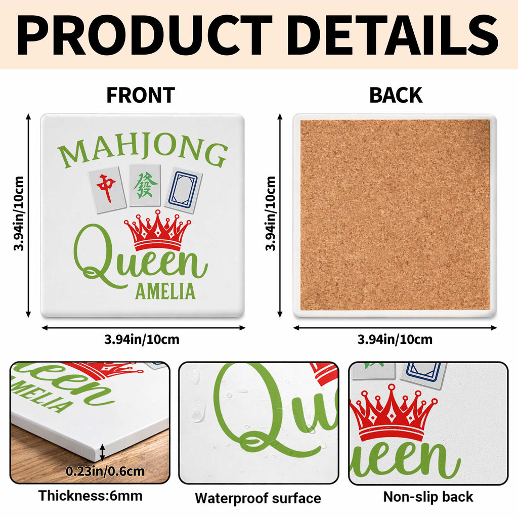 Personalized Mahjong Queen Custom Ceramic Coaster for Mom