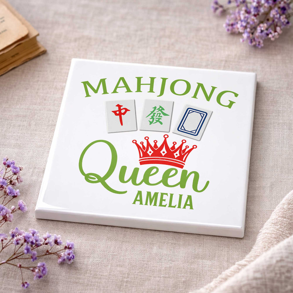 Personalized Mahjong Queen Custom Ceramic Coaster for Mom