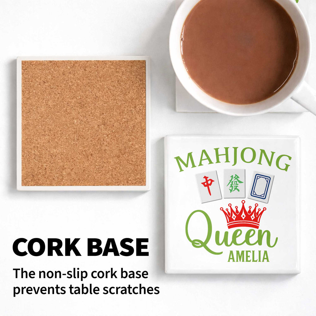 Personalized Mahjong Queen Custom Ceramic Coaster for Mom
