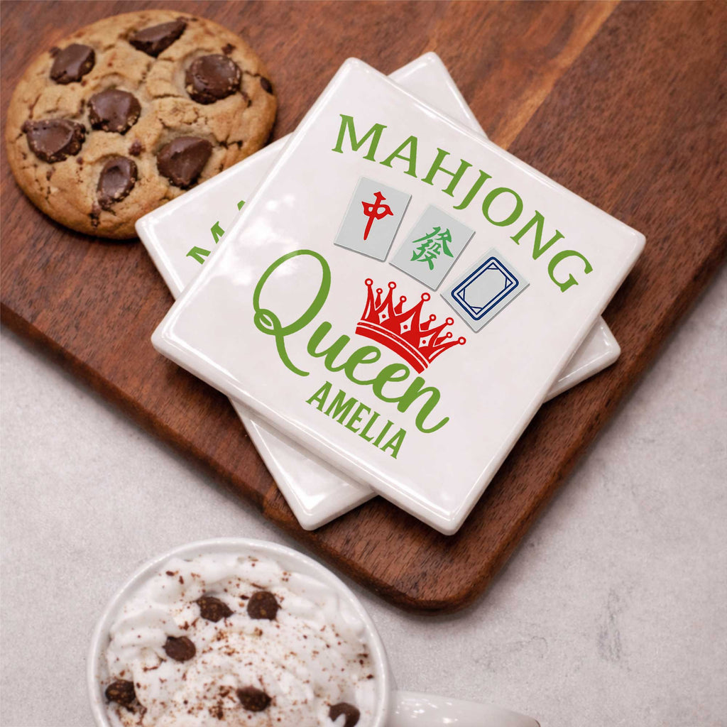Personalized Mahjong Queen Custom Ceramic Coaster for Mom