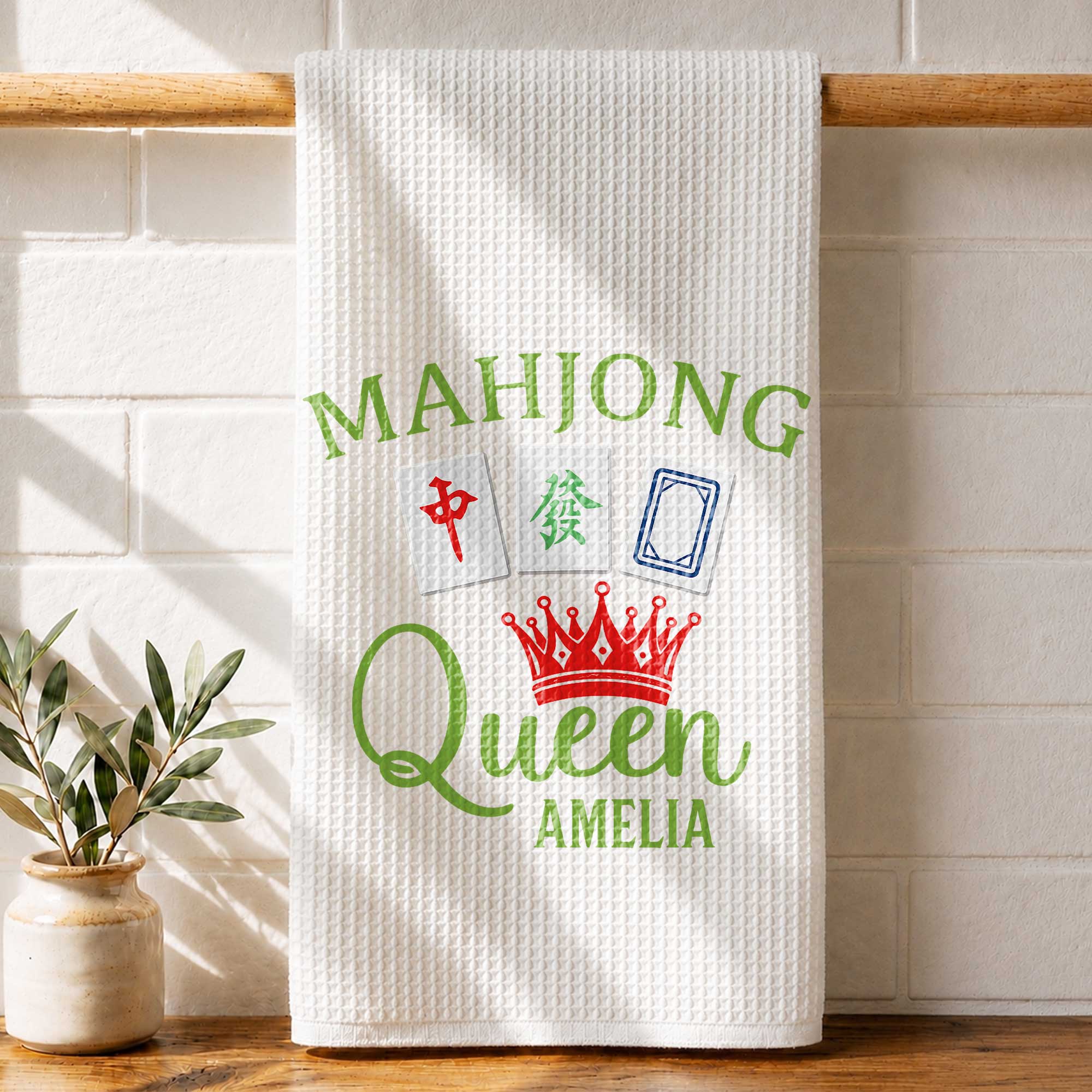 Personalized Mahjong Queen Kitchen Towel Custom Gift for Mom Kitchen Towel GradoCreations