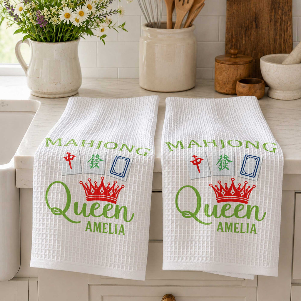Personalized Mahjong Queen Kitchen Towel Custom Gift for Mom Kitchen Towel GradoCreations