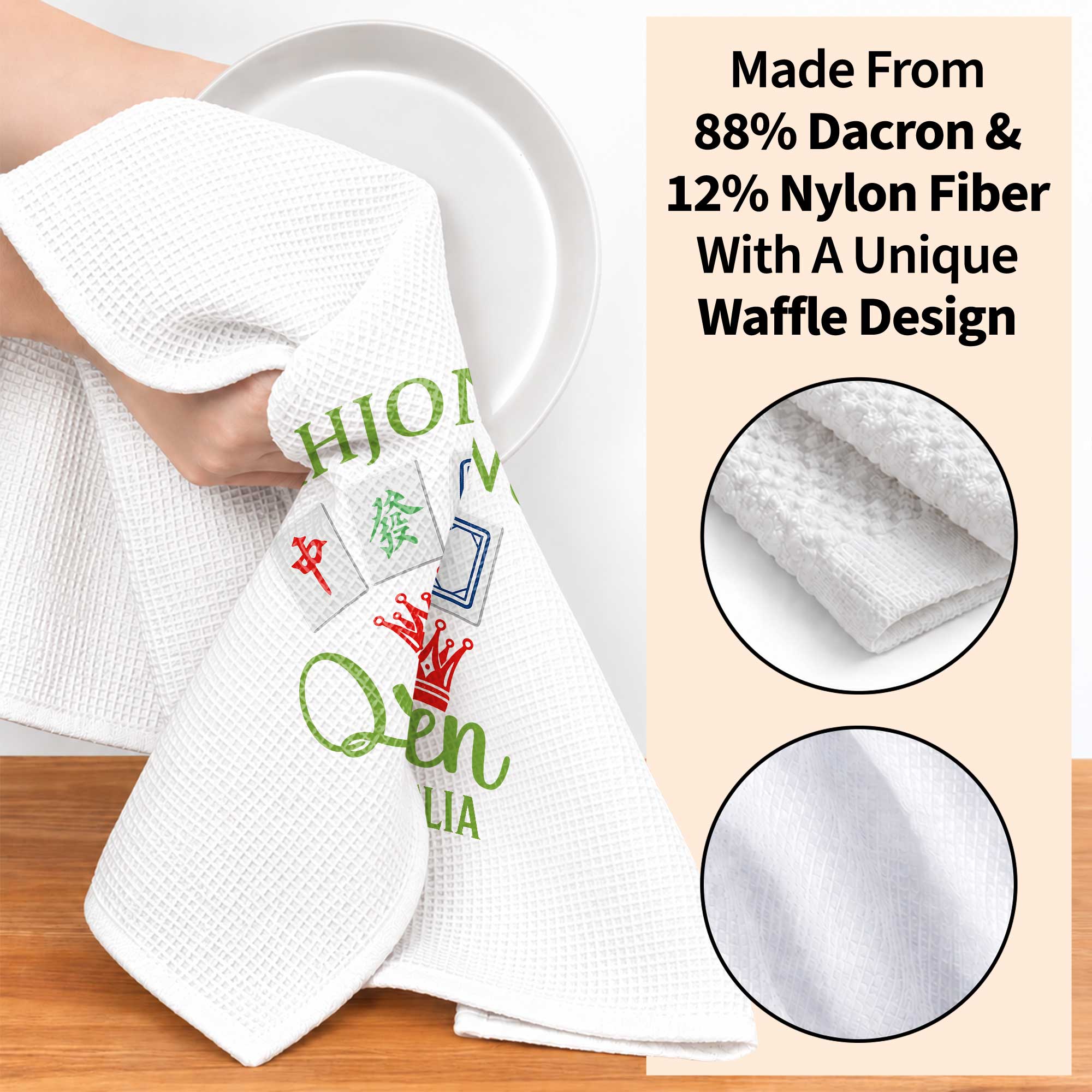 Personalized Mahjong Queen Kitchen Towel Custom Gift for Mom Kitchen Towel GradoCreations