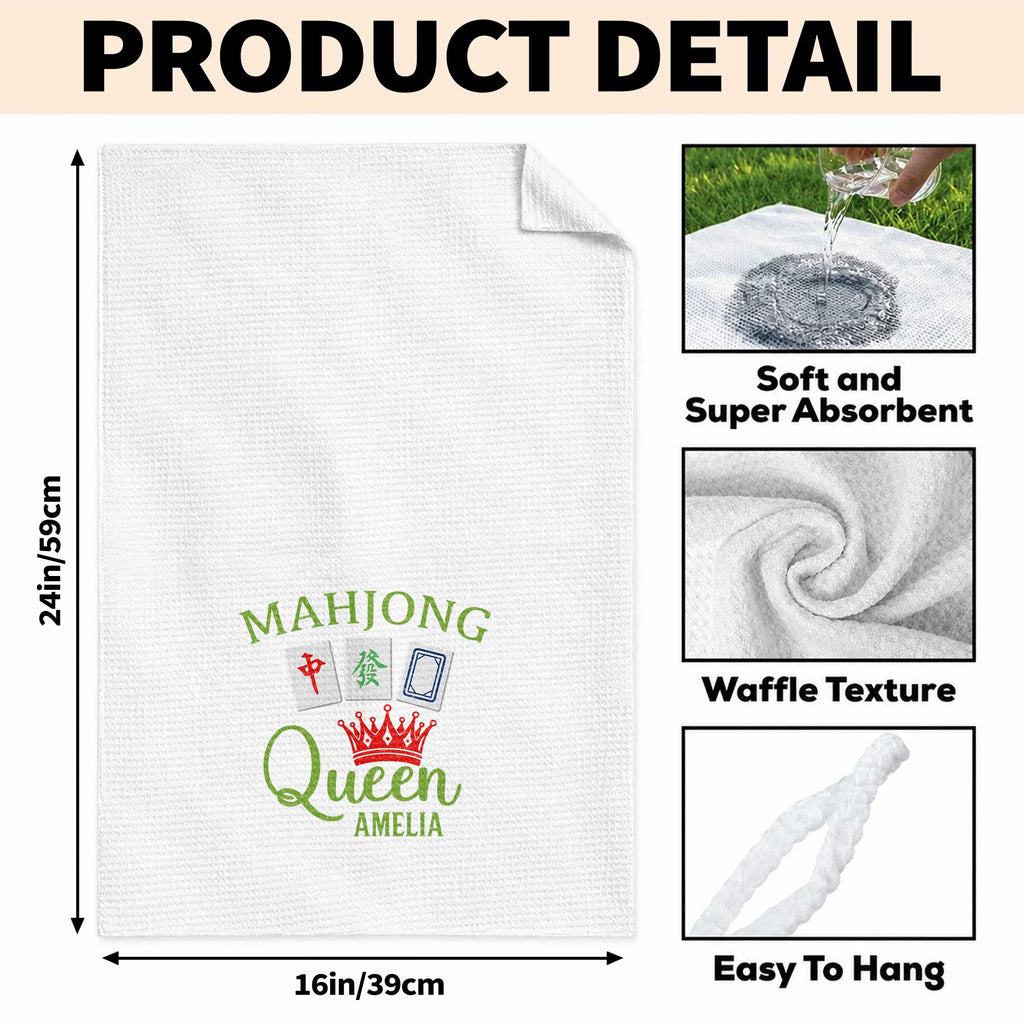 Personalized Mahjong Queen Kitchen Towel Custom Gift for Mom Kitchen Towel GradoCreations