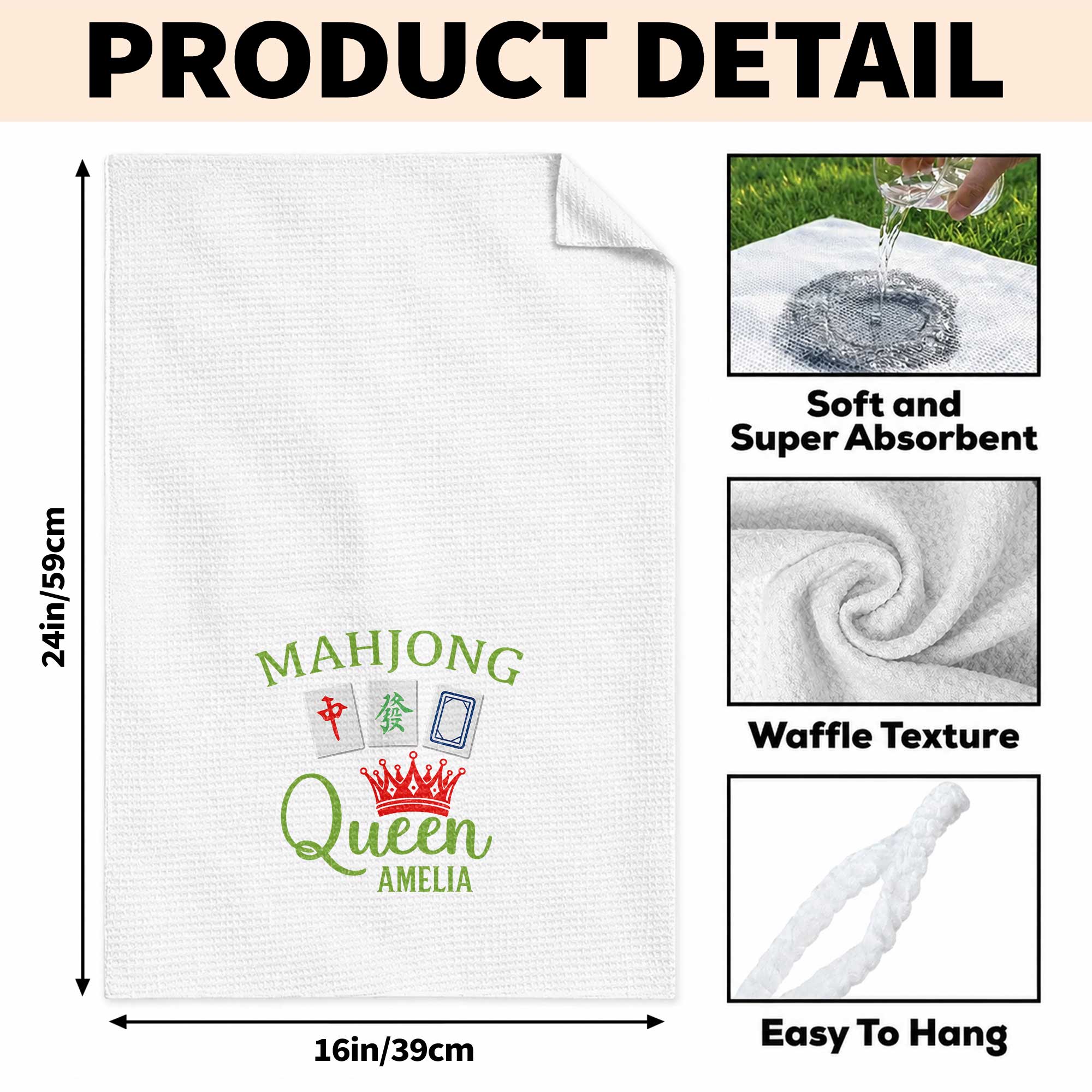 Personalized Mahjong Queen Kitchen Towel Custom Gift for Mom Kitchen Towel GradoCreations