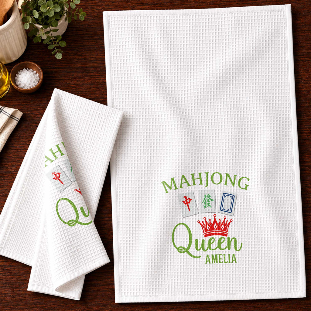 Personalized Mahjong Queen Kitchen Towel Custom Gift for Mom Kitchen Towel GradoCreations