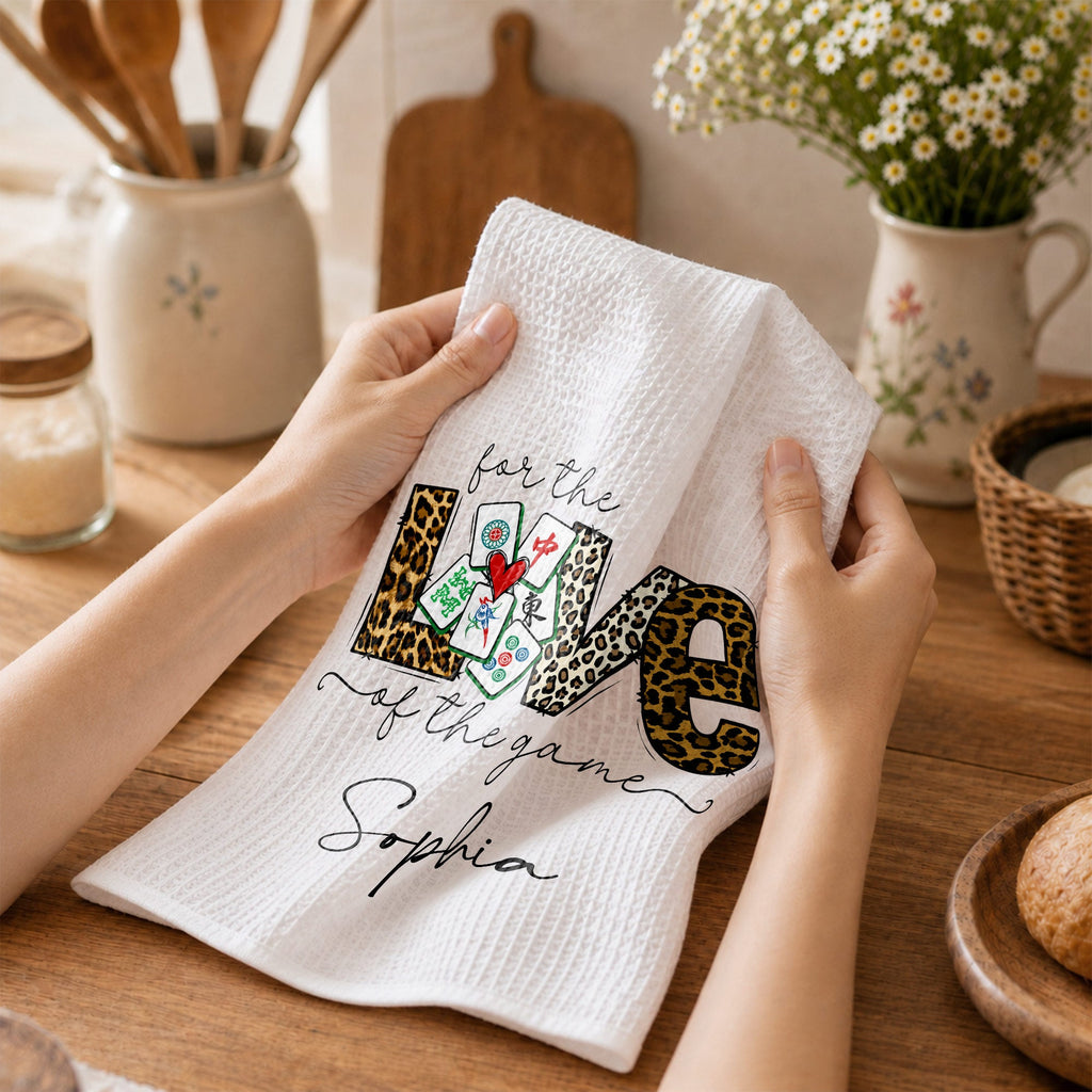 Personalized Leopard Print Kitchen Towel Custom Name Gift for Hobbyists