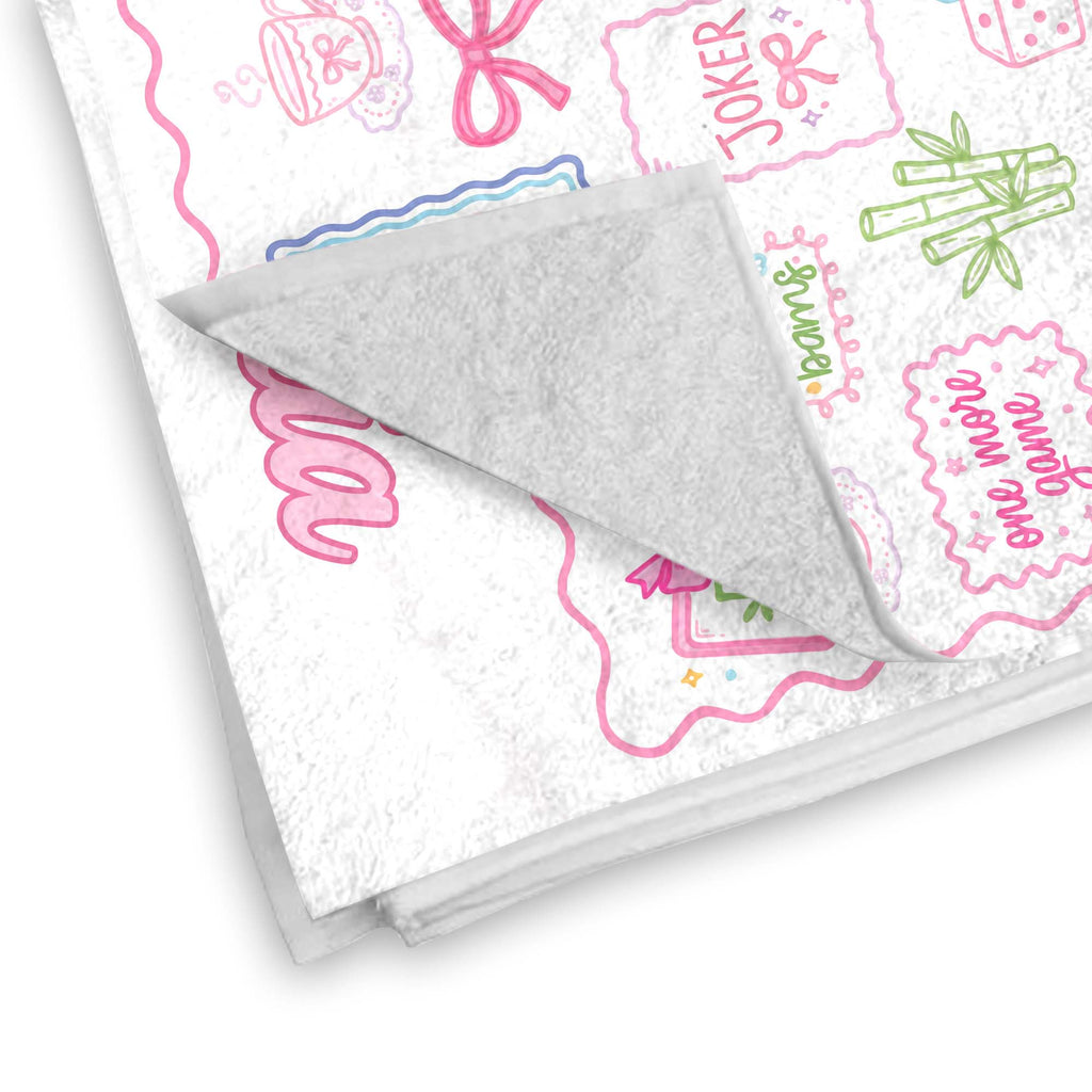 Personalized Mahjong Themed Beach Towel Custom Name Gift for Beach Lovers
