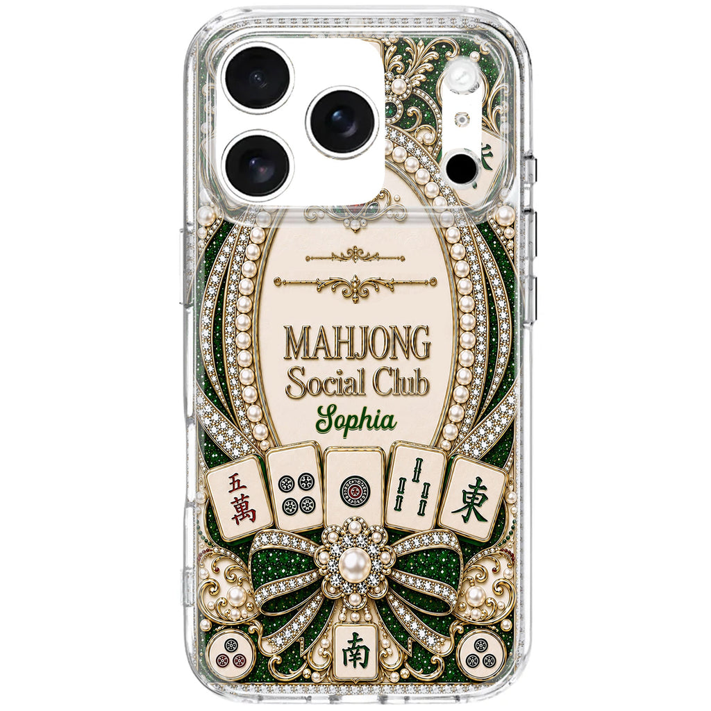 Personalized Clear Phone Case for Mahjong Lovers with Name