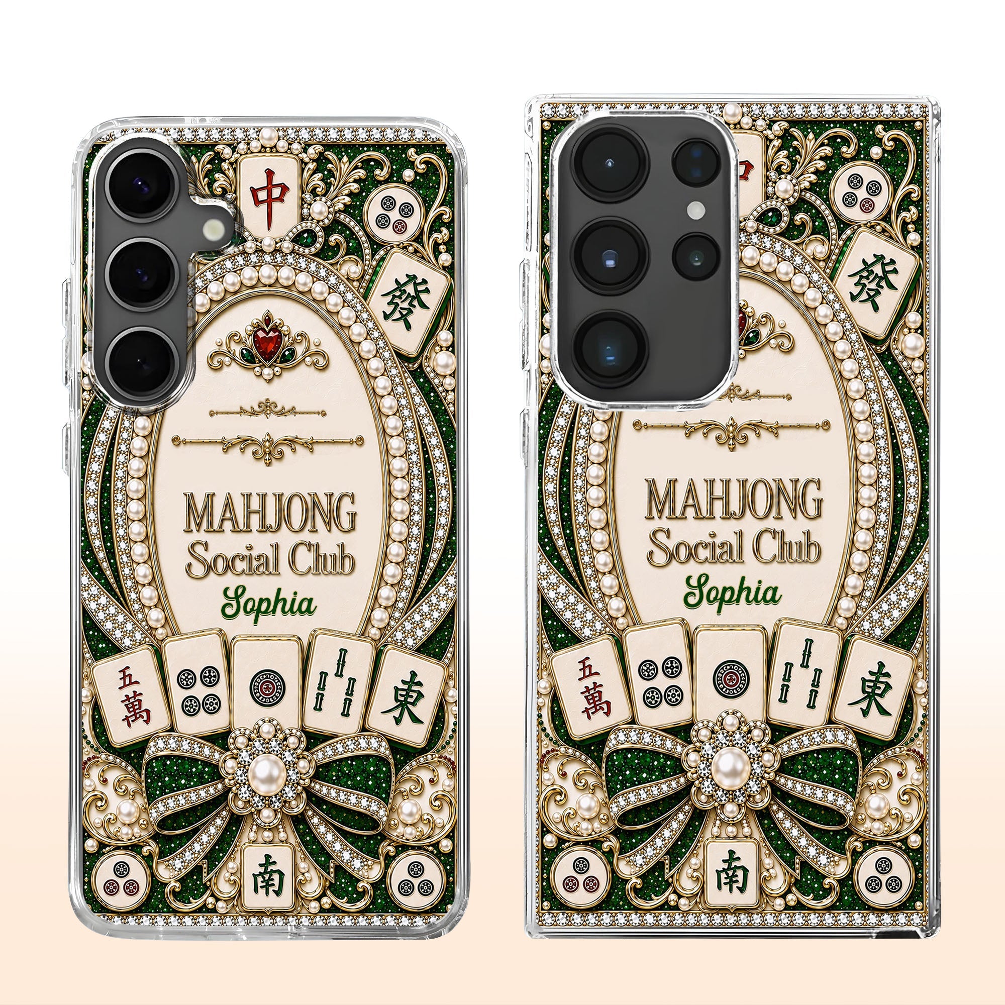 Personalized Clear Phone Case for Mahjong Lovers with Name